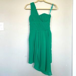 H&M One Shoulder Flowy Green Dress